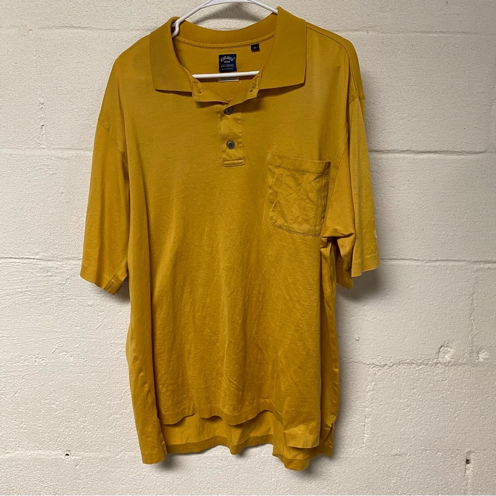 Callaway Golf Men’s Mustard Yellow Polo Shirt Classic Knit Short Sleeve Size XL